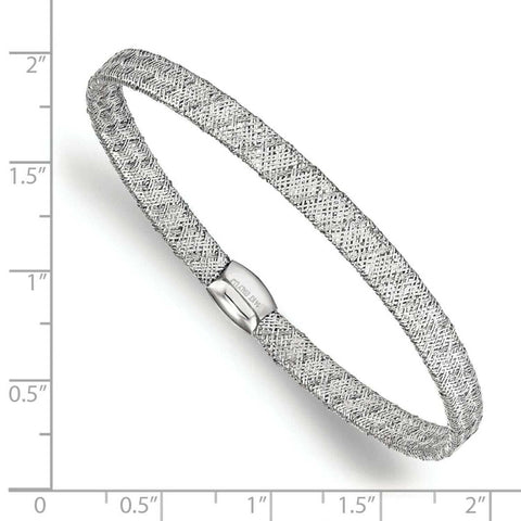 14K White Gold Fancy Stretch Bangle Bracelet