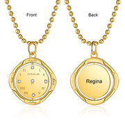 Rhodium Plated Clock Pendant Necklace