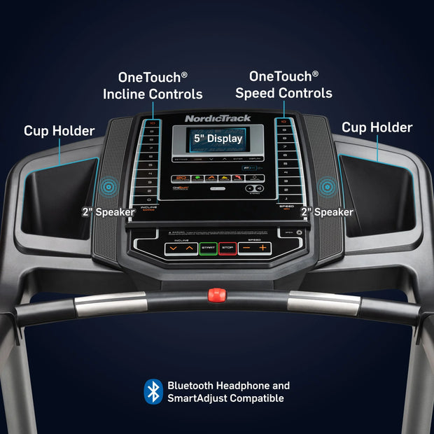 T 6.5 S; Treadmill for Running and Walking with 5” Display and Spacesaver Design