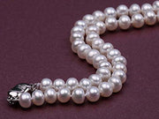 Necklace Classic Near-Round White Cultured Freshwater Pearl Necklace Strand for Women 20"