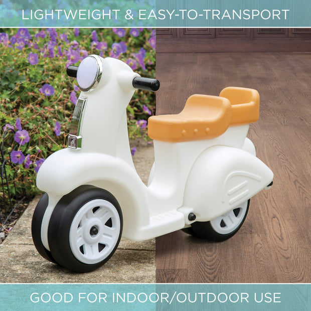 Ride along White Scooter Foot to Floor Ride on Toy for Toddlers