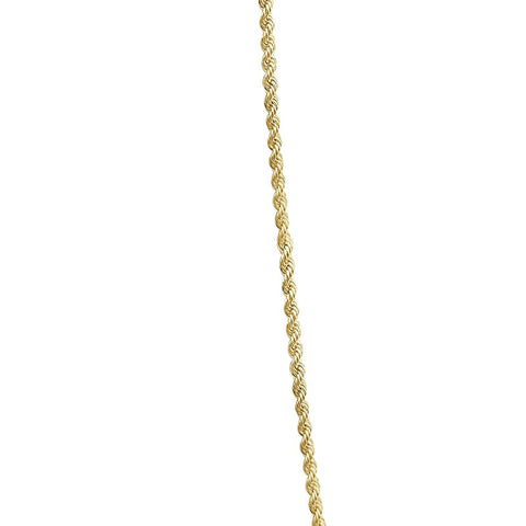 10K Yellow Gold 1.9 Mm Hollow Rope Bracelet with Lobster Lock