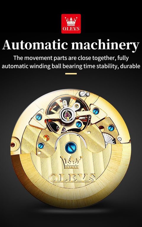 Men'S Mechanical Watch Hollow Out Waterproof Automatic Stringing Watch for Men