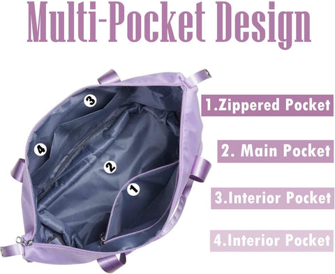 Large Capacity Folding Travel Bag, Waterproof Folding Luggage for Shopping Gym Sports Carry-On Bags(Purple)