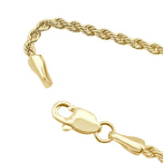 10K Yellow Gold 1.9 Mm Hollow Rope Bracelet with Lobster Lock