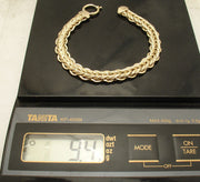 Braided Woven Spiga Wheat Link Bracelet Real 14K Yellow Gold Senora Clasp QVC