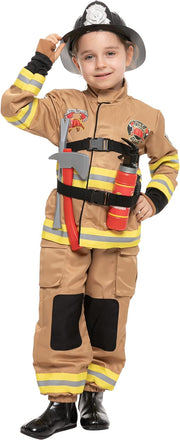 Halloween Fire Fighter Costume for Kids, Toddler Fireman Costume for Boys Dress Up