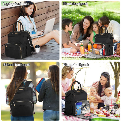 Lunch Bag Backpack, Insulated Cooler Backpack Lunch Box Laptop Backpack with USB Port for Women Men Fits 15.6 Inch Laptop