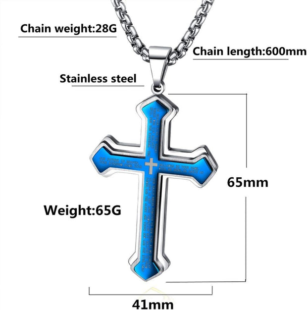 Mens Cross Pendant Necklace Large Stainless Steel Cross Pendant Necklace for Men Women