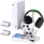 Cooling Fan Stand Compatible with Xbox Series S with 1400Mah Rechargeable Battery Pack,  Vertical Charging Station Dock Accessories with Controller Charger Port & Cooler System for XSS - White