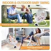 Baby Swing,  Baby Swings for Infants Electirc Baby Rocker Bouncer with Remote Control and Music, Gray