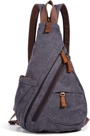 Canvas Sling Bag - Small Crossbody Backpack Shoulder Casual Daypack Rucksack for Men Women