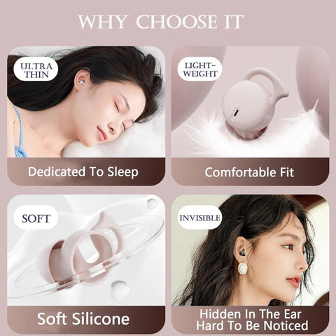 Wireless Invisible Sleep Earbuds Bluetooth Small Ear Buds for Side Sleepers Sleep Bluetooth Earbuds Smallest Tiny Wireless Sleeping Ear Buds for Small Ears Noise Cancelling Earbuds for Sleep