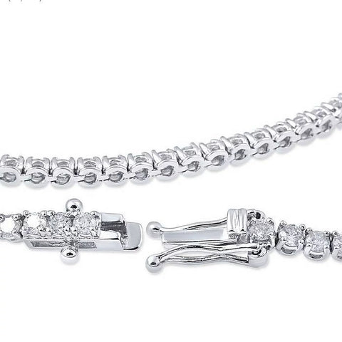 Pompeii 3Ct round Diamond Tennis Bracelet 14K White Gold Women'S 7" (G/H,I1)