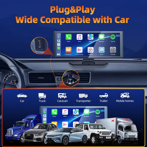 9.26" Touchscreen Wireless Carplay Screen for Car, Portable Touchscreen GPS Navigation for Car, Car Stereo with Bluetooth, Airplay, AUX/FM, Googel, Siri