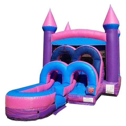 Kids Inflatable Water Slide Bounce House Combo with Blower, Pink