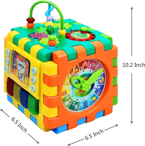 Baby Activity Cube Toddler Toys - 6 in 1 Shape Sorter Toys Baby Activity Play Centers for Kids Infants Educational Musci Play Cube Preschool Toys for 1 2 Years Old Boys & Girls(Battery Excluded)