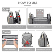 Diaper Bag Backpack,Multifunction 3 in 1 Waterproof Travel Back Pack,Baby Changing Bags with Changing Pad, Stroller Straps, Unisex, Grey