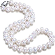 Necklace Classic Near-Round White Cultured Freshwater Pearl Necklace Strand for Women 20"