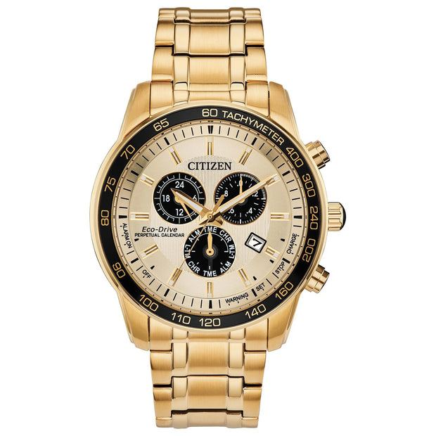 Men'S Eco-Drive Brycen Gold Tone Stainless Steel Chronograph Bracelet Watch - BL5512-59P