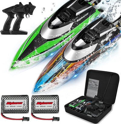 ALPHAREV RC Boat with Case R308MINI 2 Packs 20+ MPH Remote Control Boat for Pools and Lakes, 2.4 GHZ RC Boats for Adults and Kids