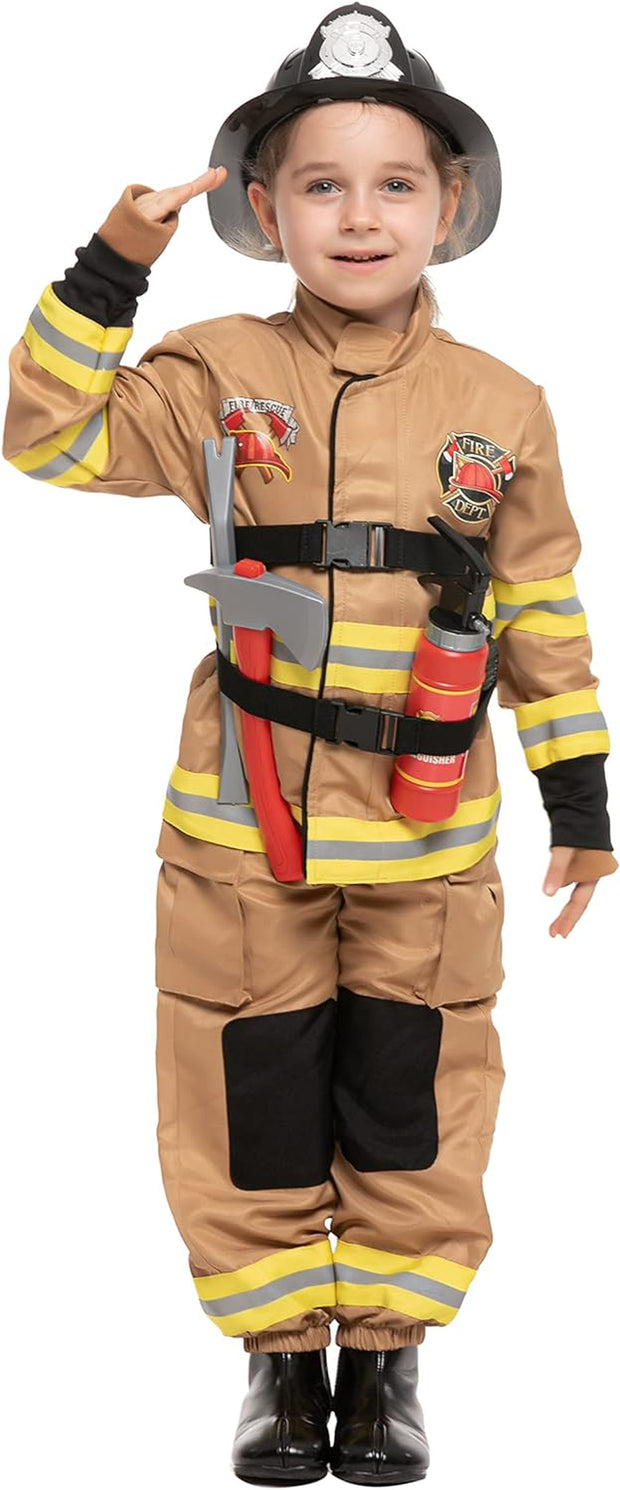 Halloween Fire Fighter Costume for Kids, Toddler Fireman Costume for Boys Dress Up