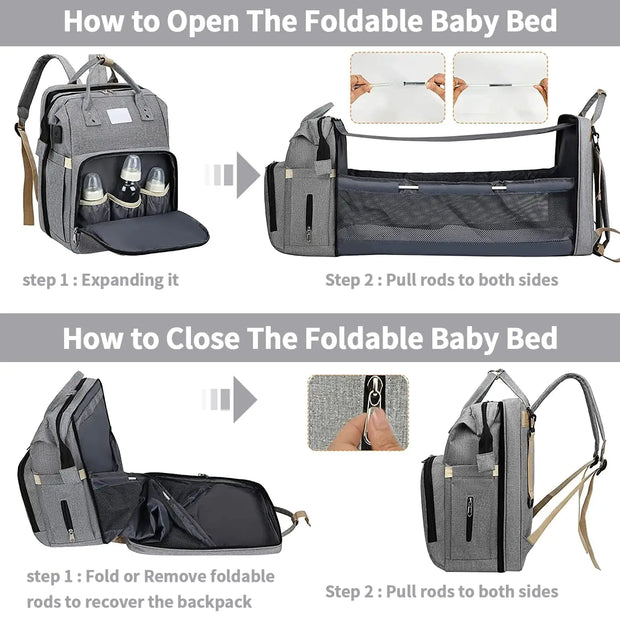 Diaper Bag with Crib Sleeper for Babies