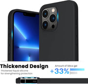 Shockproof Liquid Silicone Designed for Iphone 13 Pro Case Gel Rubber Comprehensive Protection Anti-Shock Cover Case Drop Protection 6.1Inch-Midnight Black