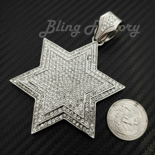 HIP HOP LARGE STAR of DAVID PENDANT 9Mm 24" 30" STAINLESS STEEL CHAIN NECKLACE