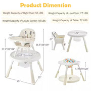 6-In-1 Baby High Chair Infant Activity Center with Height Adjustment