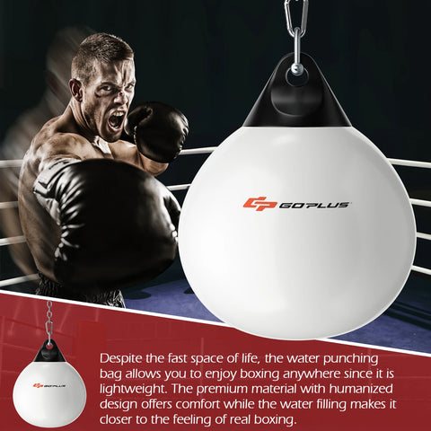 Goplus 18'' 110Lbs Heavy Water Filled Punching Aqua Training Boxing Bag Home Gym Hook White