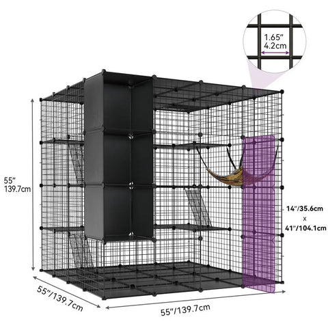 Cat Cage with Storage Cube DIY Indoor Catio Cat Enclosures Metal Cat Playpen Outdoor Enclosure