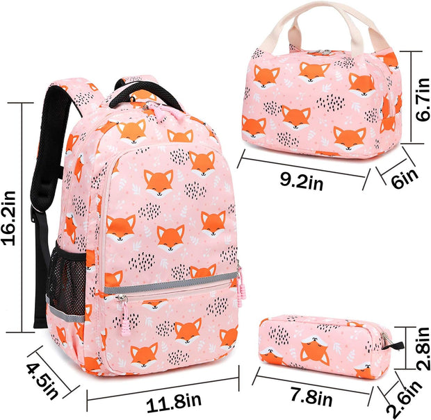 Backpacks for Girls Backpack for School Fox Unicorn Backpack Kids Backpack Set, Preschool Bookbag