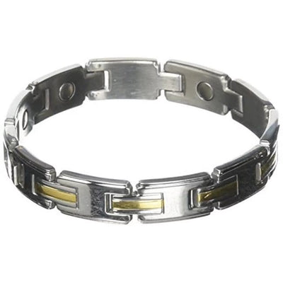 Men'S Stainless/Gold Magnetic Link Bracelet-S/M