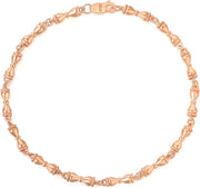 Women'S 925 Sterling Silver Bracelet Delicate Hourglass Link Stacking Bracelet (Rose Gold)