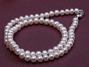 Necklace Classic Near-Round White Cultured Freshwater Pearl Necklace Strand for Women 20"