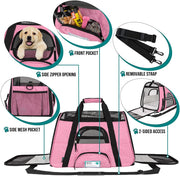 Airline Approved Pet Carrier for Cat, Soft Sided Dog Carrier for Small Dogs, Cat Travel Supplies Accessories for Indoor Cats, Ventilated Pet Carrying Bag Medium Large Kitten Puppy, Large Pink