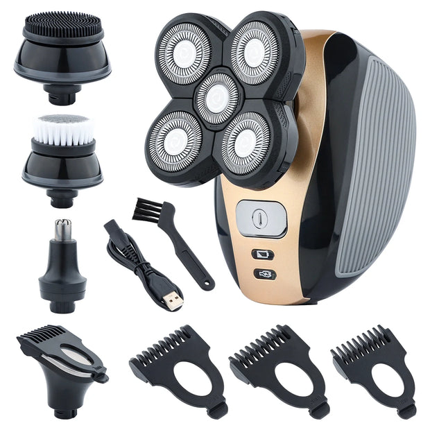 5-In-1 Rotary Electric Shaver 4D Rechargeable Bald Head Hair Beard Trimmer Razor