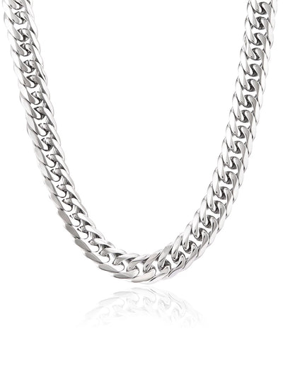 Stainless Steel Polished Curb Chain Necklace (10Mm) - 24