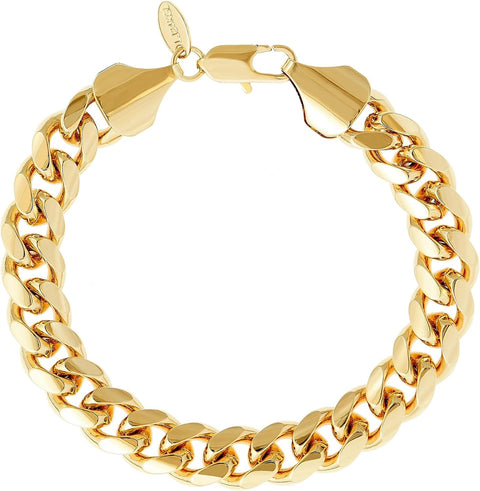 11Mm Miami Curb Cuban Link Chain Bracelet 24K Real Gold Plated