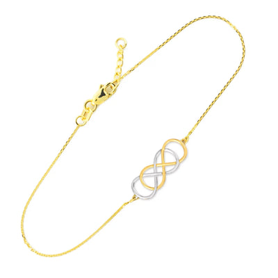 14K TWO-TONE GOLD DOUBLE KNOT INFINITY BRACELET