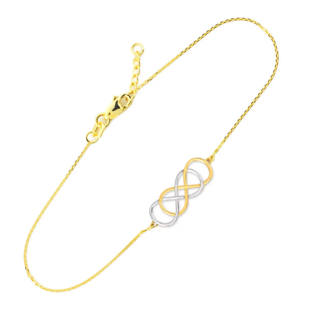 14K TWO-TONE GOLD DOUBLE KNOT INFINITY BRACELET