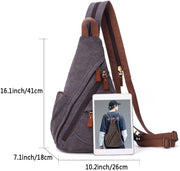 Canvas Sling Bag - Small Crossbody Backpack Shoulder Casual Daypack Rucksack for Men Women