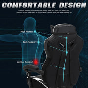 Ergonomic Gaming Chair with Footrest Recliner Computer Chair with Massage High Back Office Gamer Chair Big and Tall Racing Game Chair for Adults Chair for Gaming White/Black