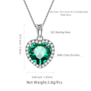 May Birthstone Necklace Women Green Heart Necklace Emerald Crystal CZ 925 Sterling Silver Pendant Jewelry Girl Birthday Mother'S Day Gift