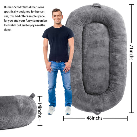 Large Dog Bed 71"X48"X14", Giant Dog Bed for People Adults, Pets and Kids with Removable Cover