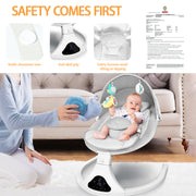 Baby Swing,  Baby Swings for Infants Electirc Baby Rocker Bouncer with Remote Control and Music, Gray