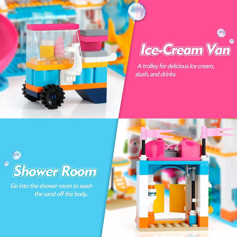 Building Set for Girls Friends Set Summer Swimming Pool Building Toys Water P...