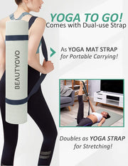 Yoga Mat with Strap, 1/3| 1/4 Inch Extra Thick Yoga Mat Double-Sided Non Slip, Professional TPE| PVC Yoga Mats for Women Men, Workout Mat for Yoga, Pilates and Floor Exercises