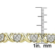 Gold Tone 1/2 Ct Diamond X & Heart Bracelet, Women